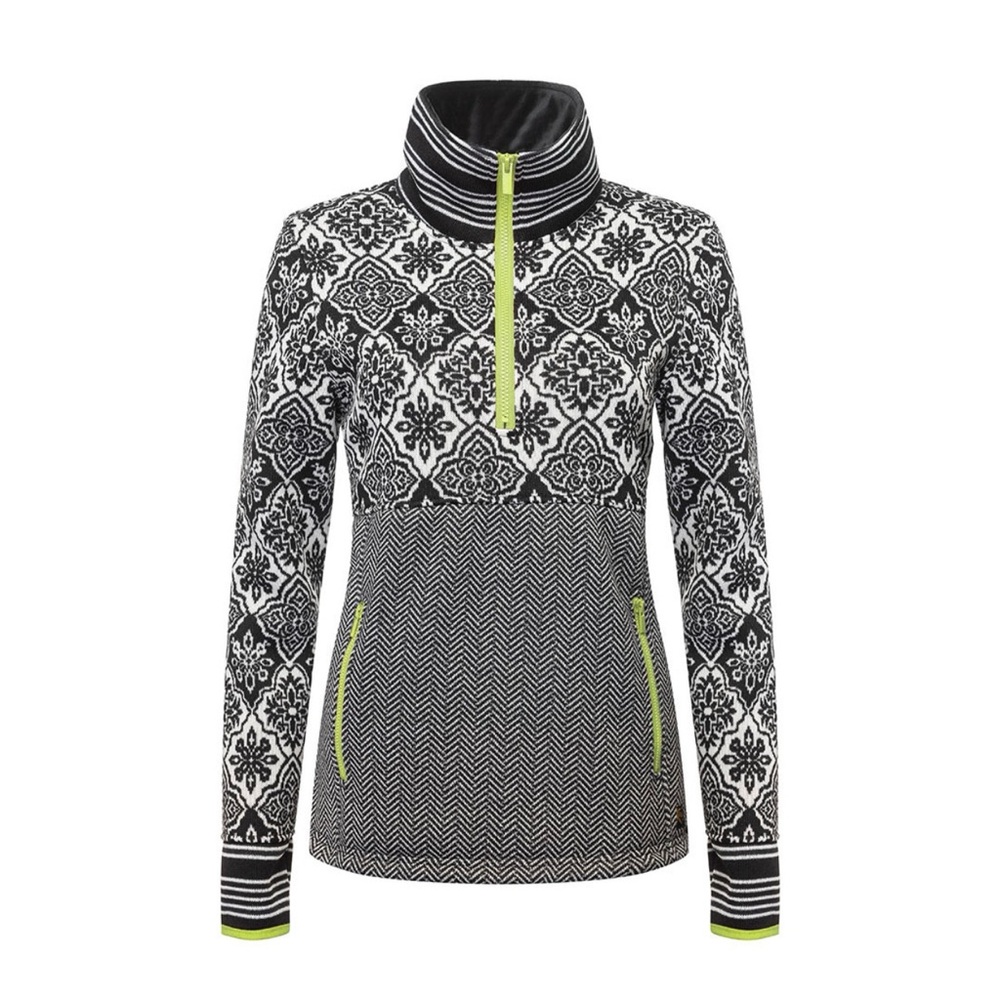 Women's Black and White Patterned quarter zip